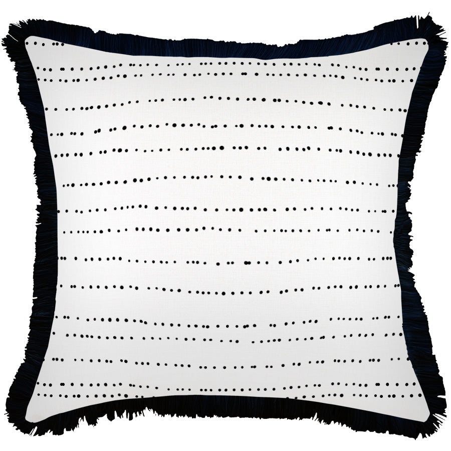 Cushion Cover-Coastal Fringe Black-Journey Black-60cm x 60cm-0