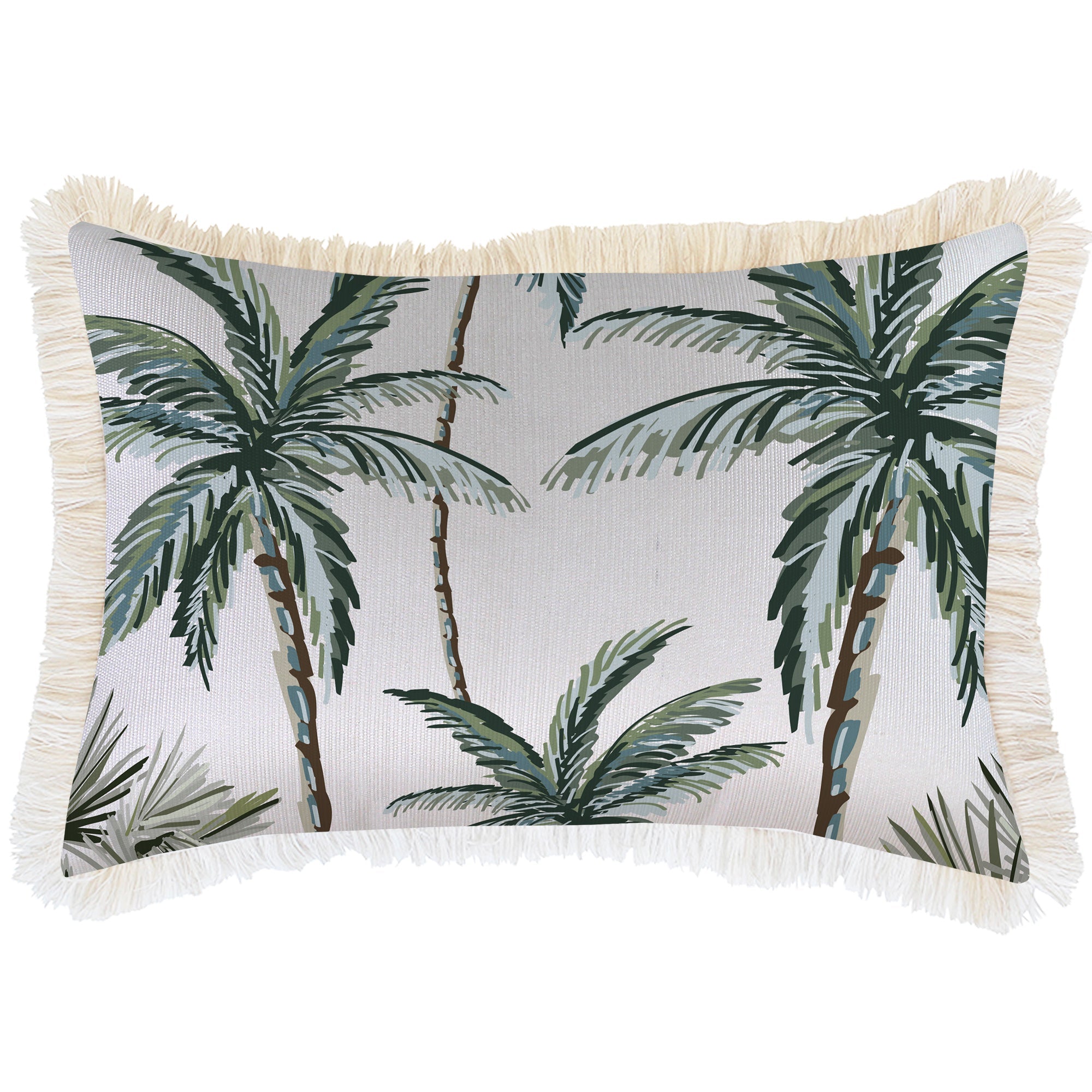 Cushion Cover-Coastal Fringe-Palm Tree Paradise White-35cm x 50cm-0