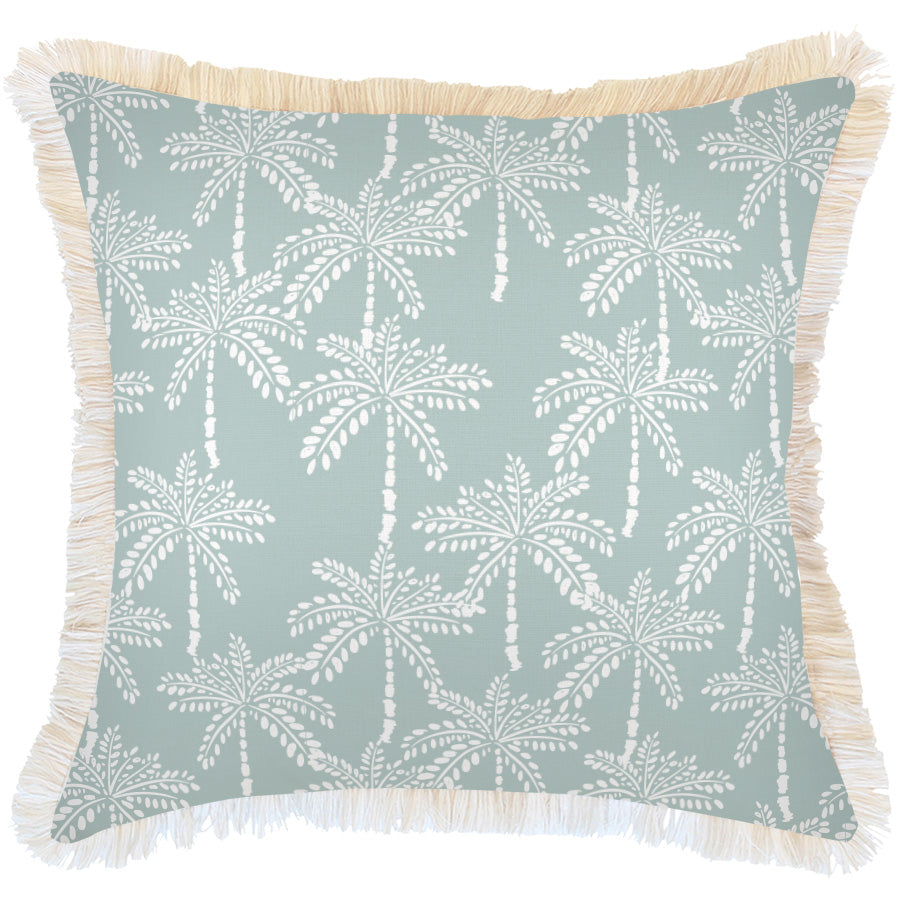 Cushion Cover-Coastal Fringe-Cabana Palms Seafoam-60cm x 60cm-0