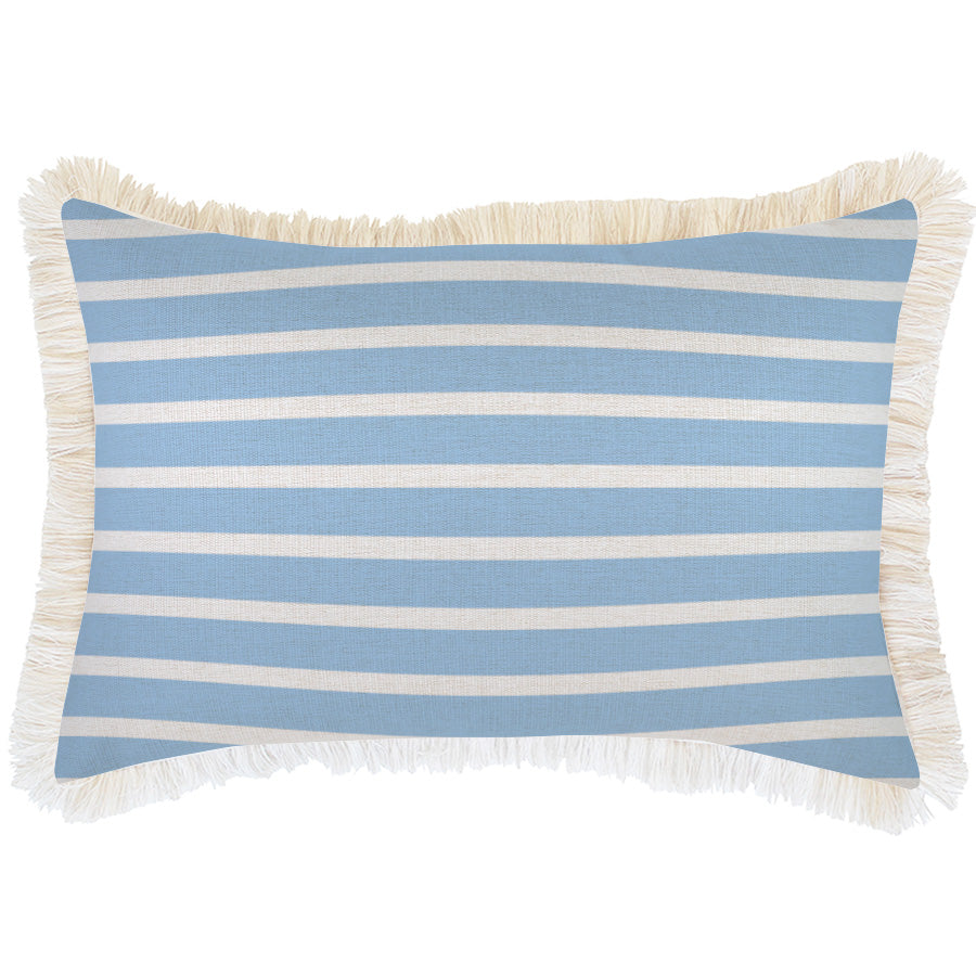 Cushion Cover-Coastal Fringe-Hampton Stripe Pale Blue-35cm x 50cm-0