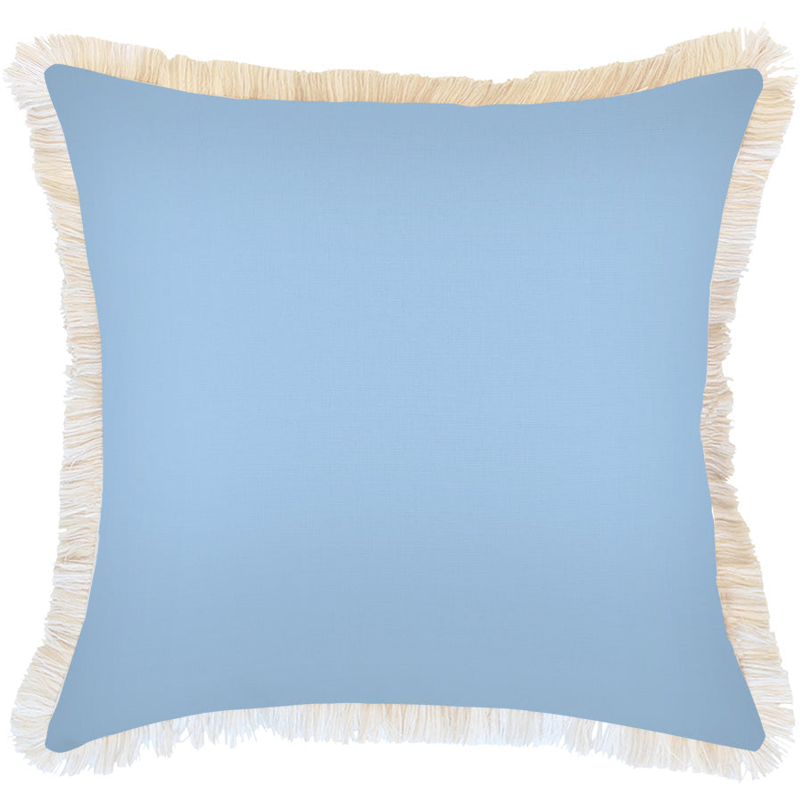 Cushion Cover-Coastal Fringe-Solid Pale Blue-60cm x 60cm-0