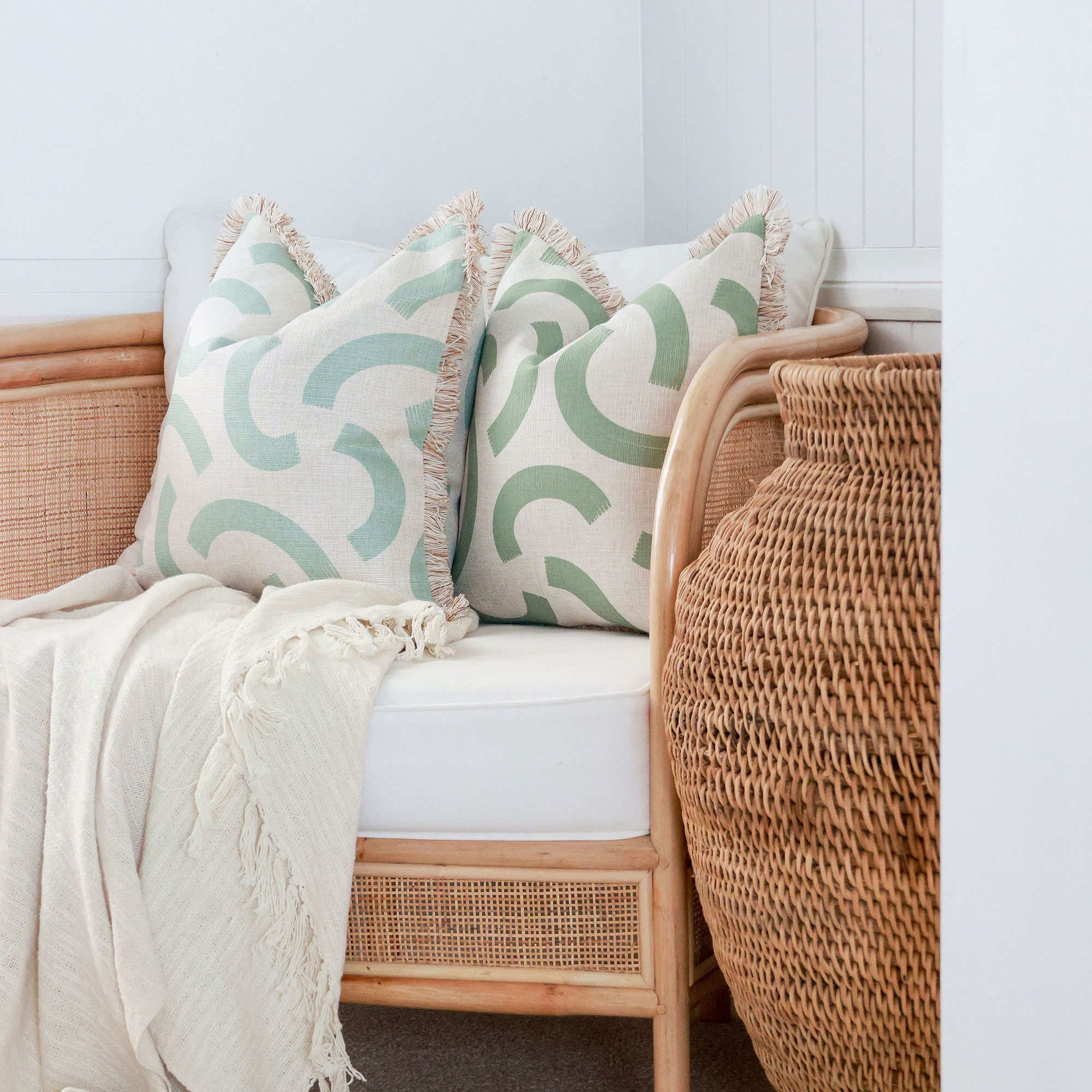 Cushion Cover-Coastal Fringe-Muse Seafoam-45cm x 45cm-2