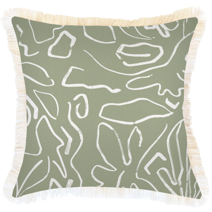 Cushion Cover-Coastal Fringe-Playa Sage-45cm x 45cm-0