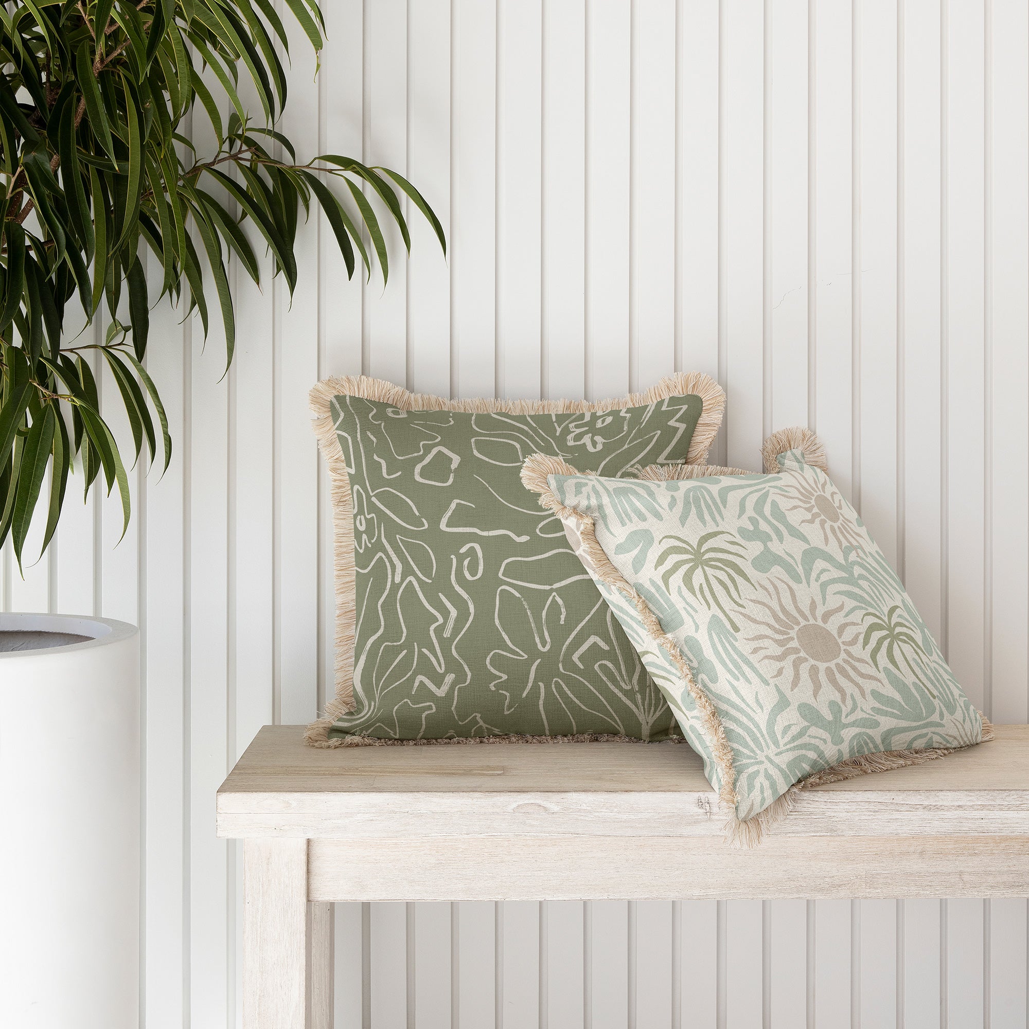 Cushion Cover-Coastal Fringe-Playa Sage-45cm x 45cm-1