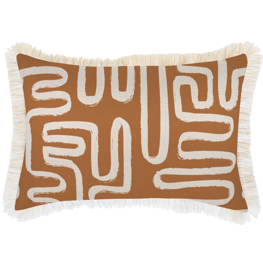 Cushion Cover-Coastal Fringe-Maze Rust-35cm x 50cm-0