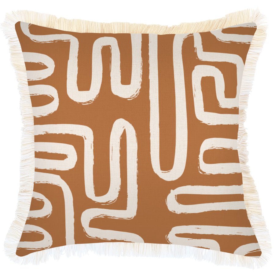 Cushion Cover-Coastal Fringe-Maze Rust-45cm x 45cm-0