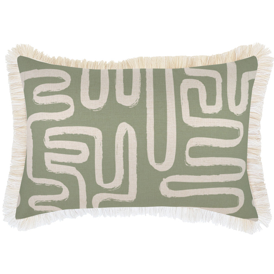 Cushion Cover-Coastal Fringe-Maze Sage-35cm x 50cm-0