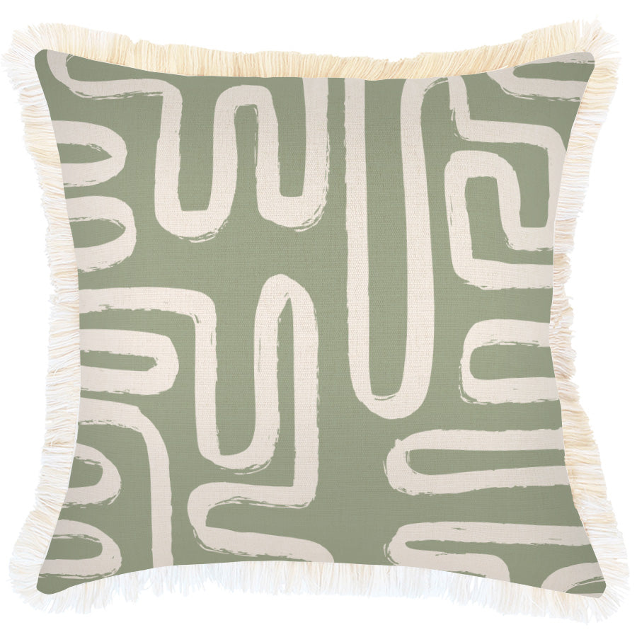 Cushion Cover-Coastal Fringe-Maze Sage-45cm x 45cm-0