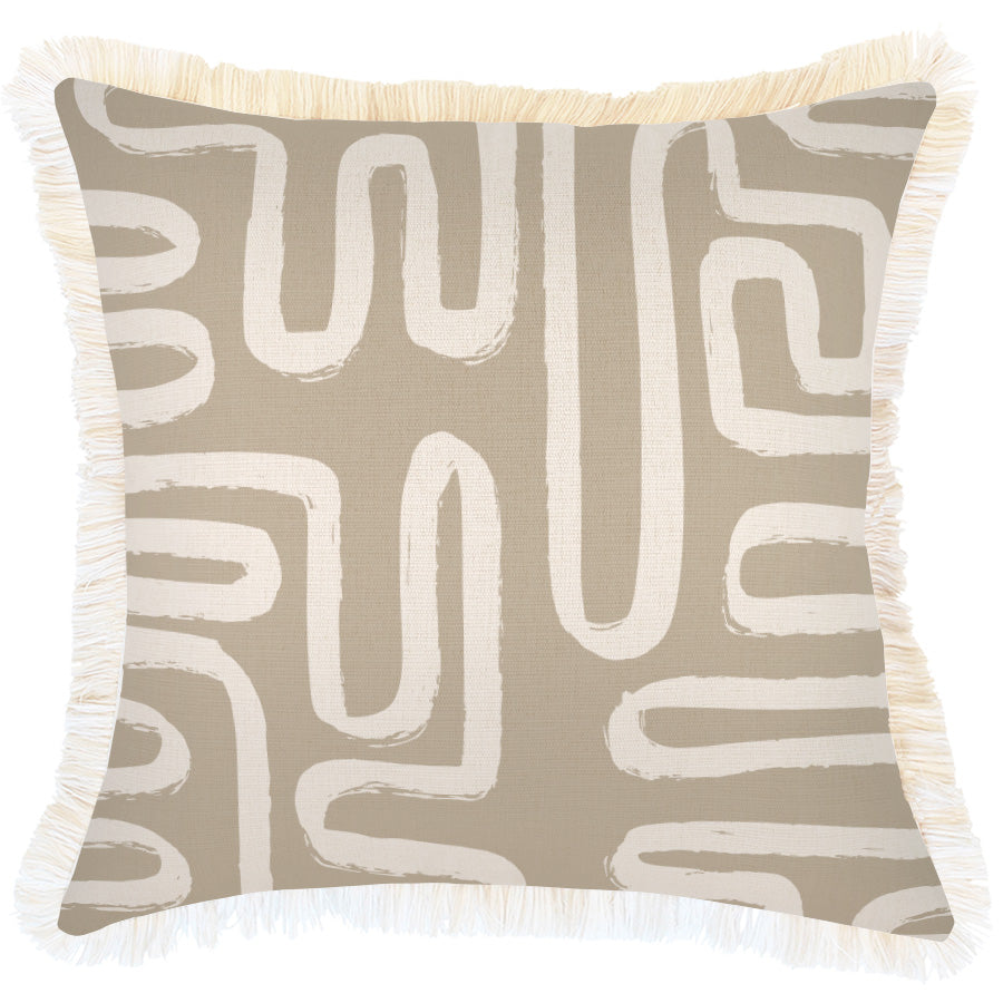 Cushion Cover-Coastal Fringe-Maze Taupe-45cm x 45cm-0