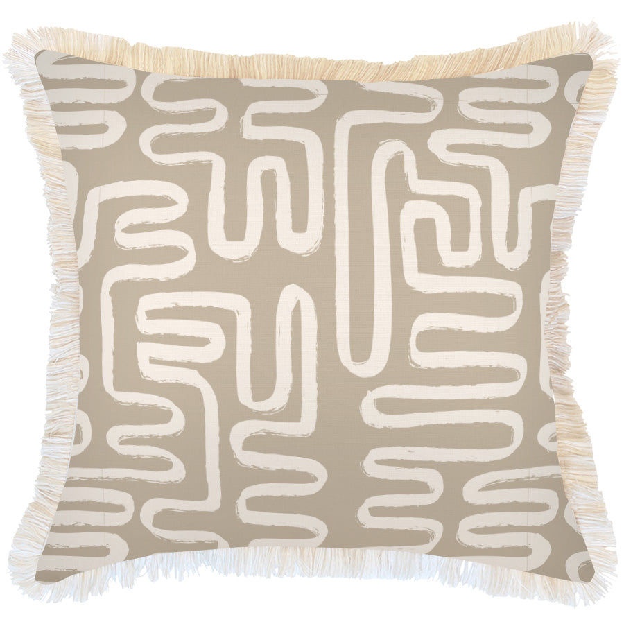 Cushion Cover-Coastal Fringe-Maze Taupe-60cm x 60cm-0