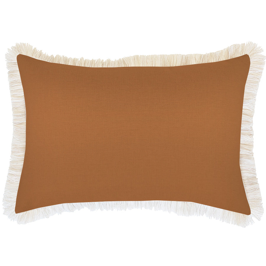 Cushion Cover-Coastal Fringe-Solid Rust-35cm x 50cm-0