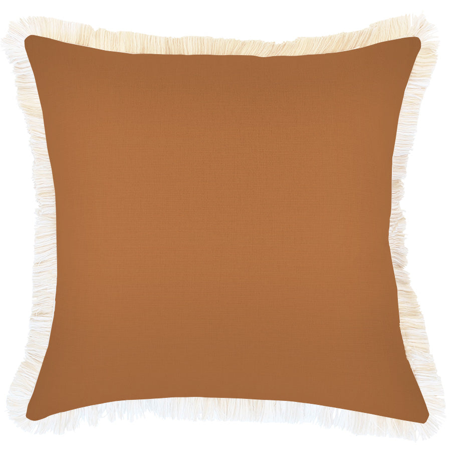 Cushion Cover-Coastal Fringe-Solid Rust-45cm x 45cm-0