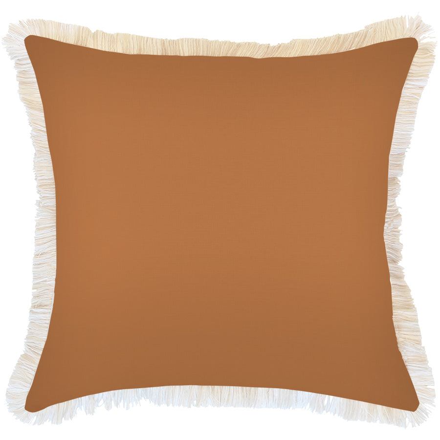 Cushion Cover-Coastal Fringe-Solid Rust-60cm x 60cm-0