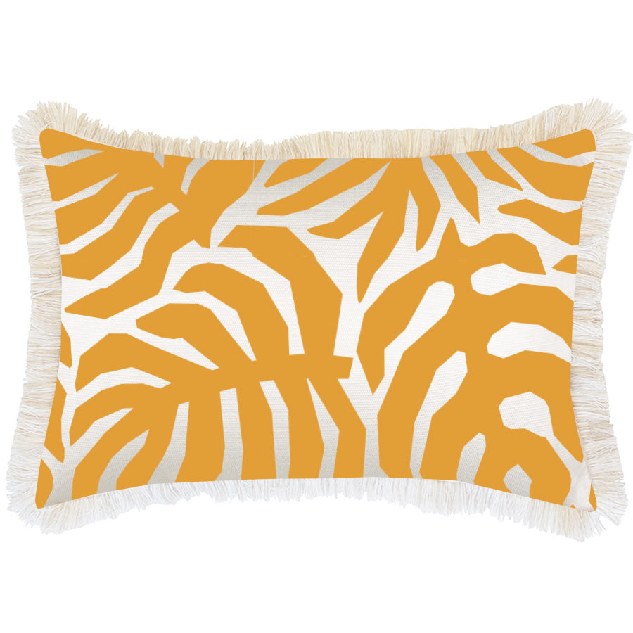 Cushion Cover-Coastal Fringe-Casa Palms Gold White-35cm x 50cm-0