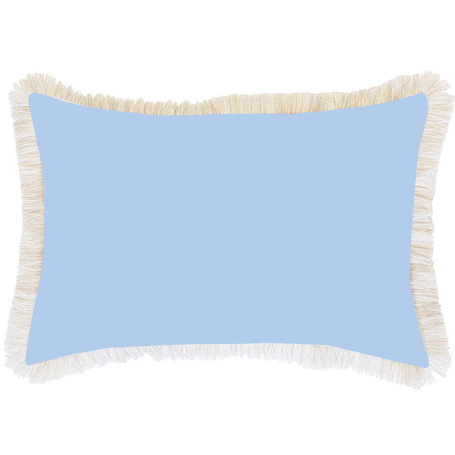 Cushion Cover-Coastal Fringe-Solid Blue White-35cm x 50cm-0