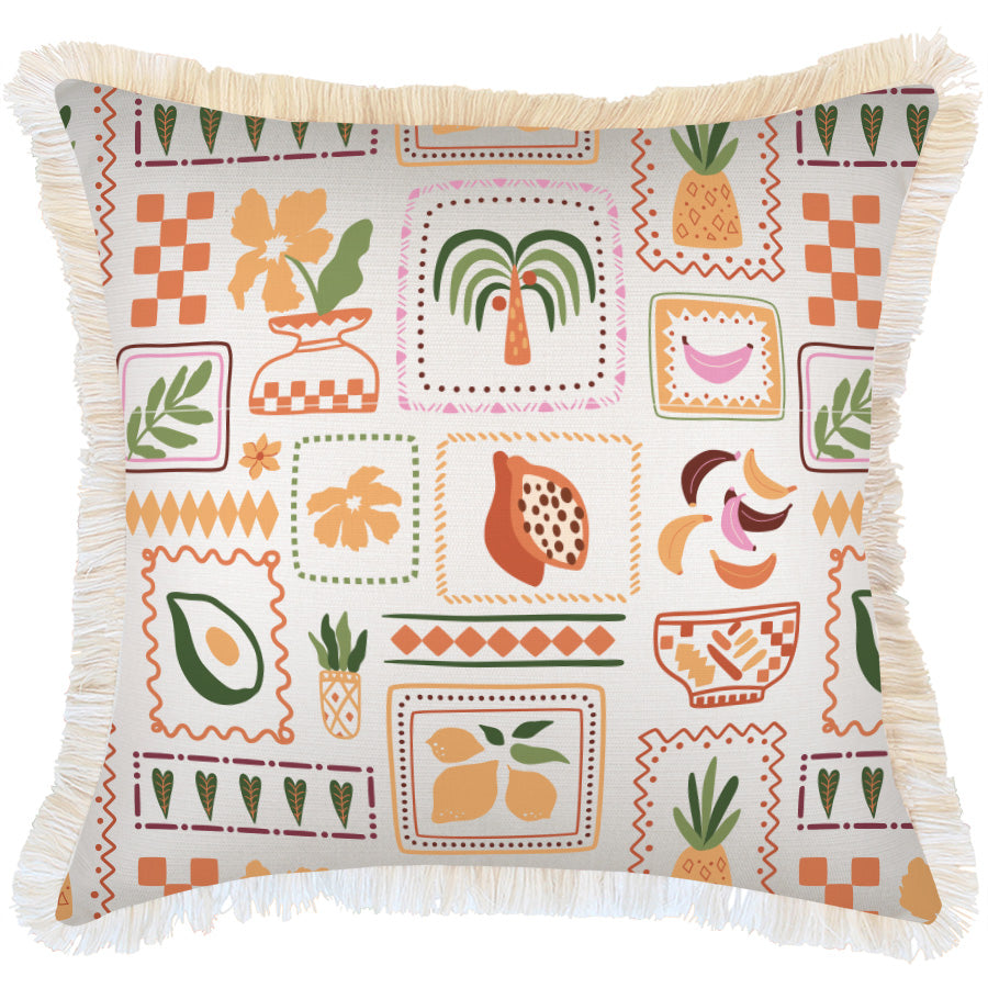 Cushion Cover-Coastal Fringe-Fruit Salad White-60cm x 60cm-0