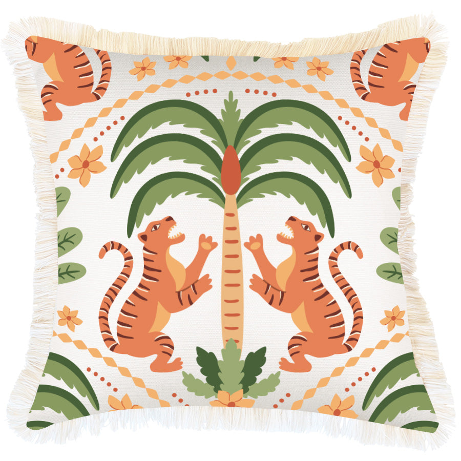 Cushion Cover-Coastal Fringe-Tiger Tree White-45cm x 45cm-0