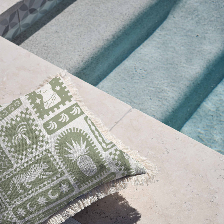 Cushion Cover-Coastal Fringe-Naxos Sage-60cm x 60cm-1