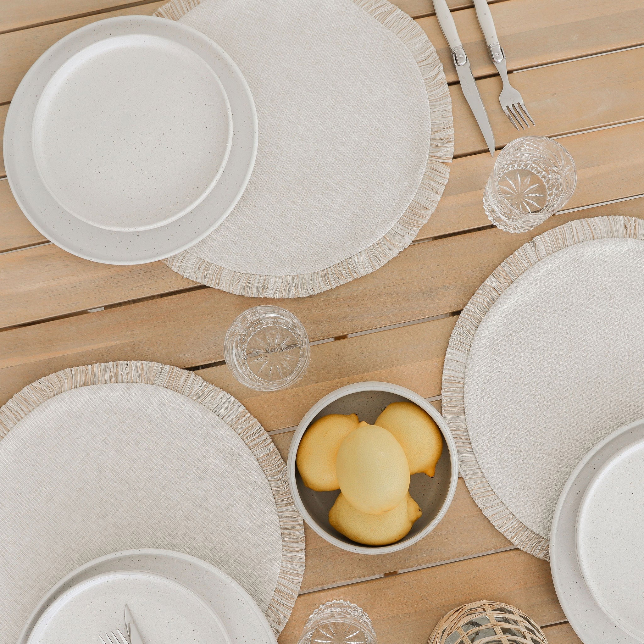 Round Placemat-Coastal Fringe-Solid Natural-40cm-2