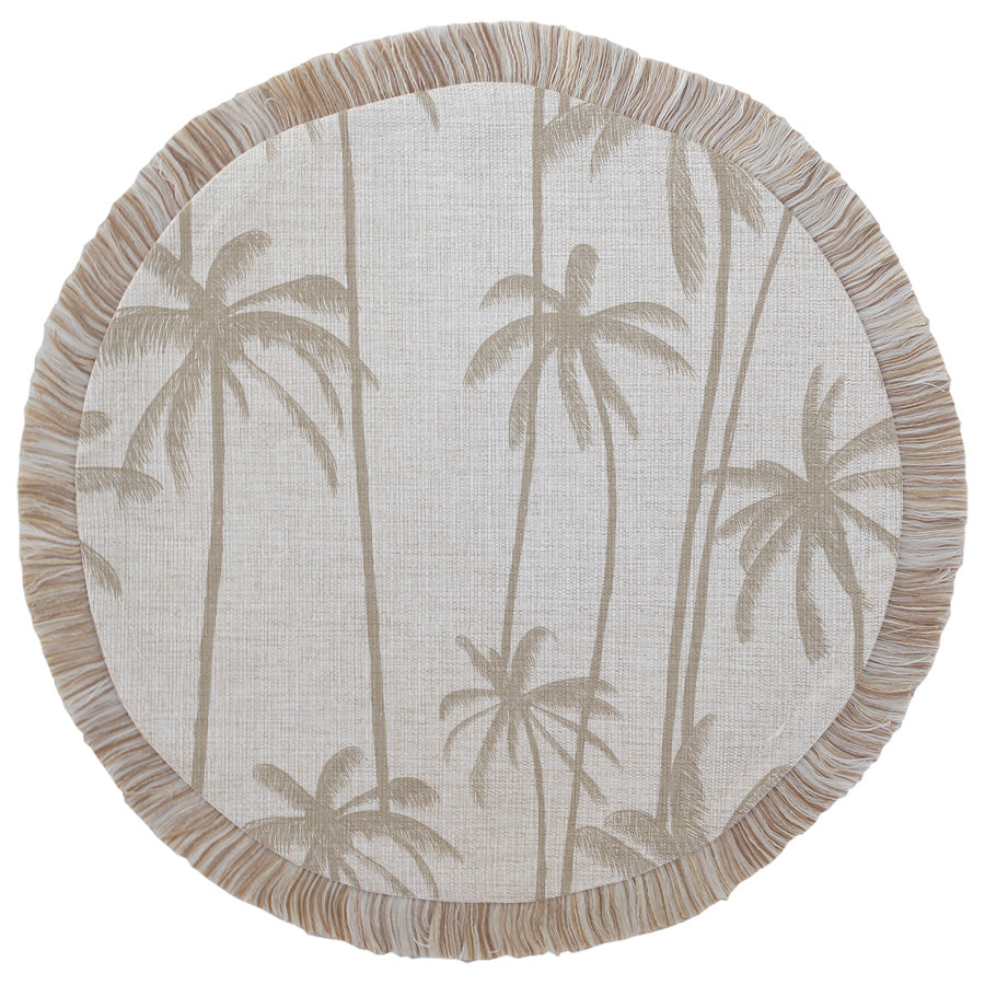 Round Placemat-Coastal Fringe-Tall Palms Beige-40cm-0