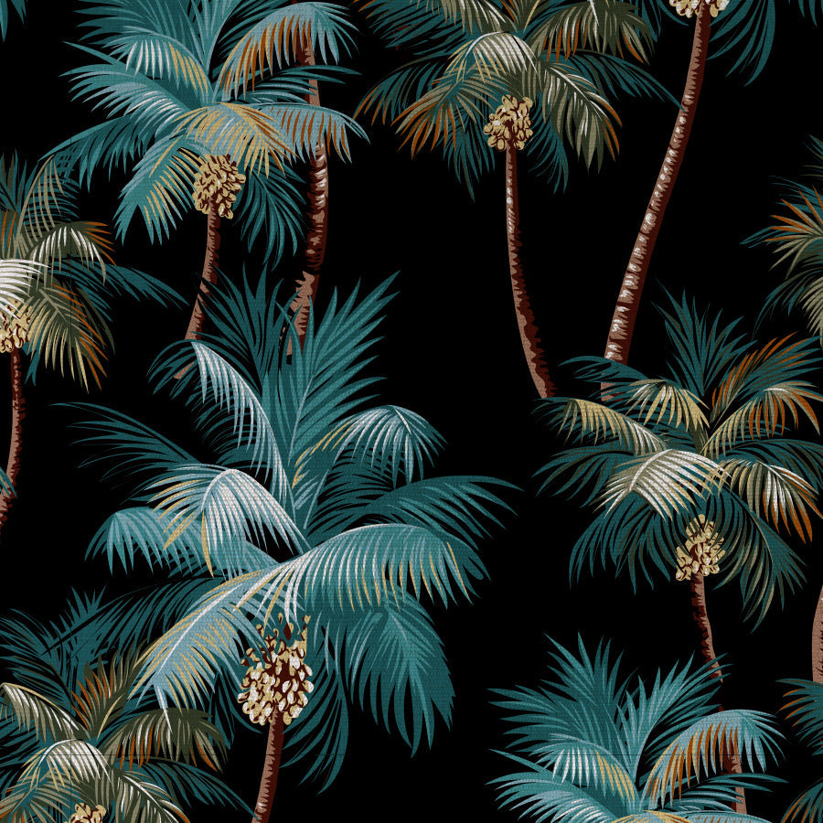 Cushion Cover-Coastal Fringe Black-Palm Trees Black-35cm x 50cm-1