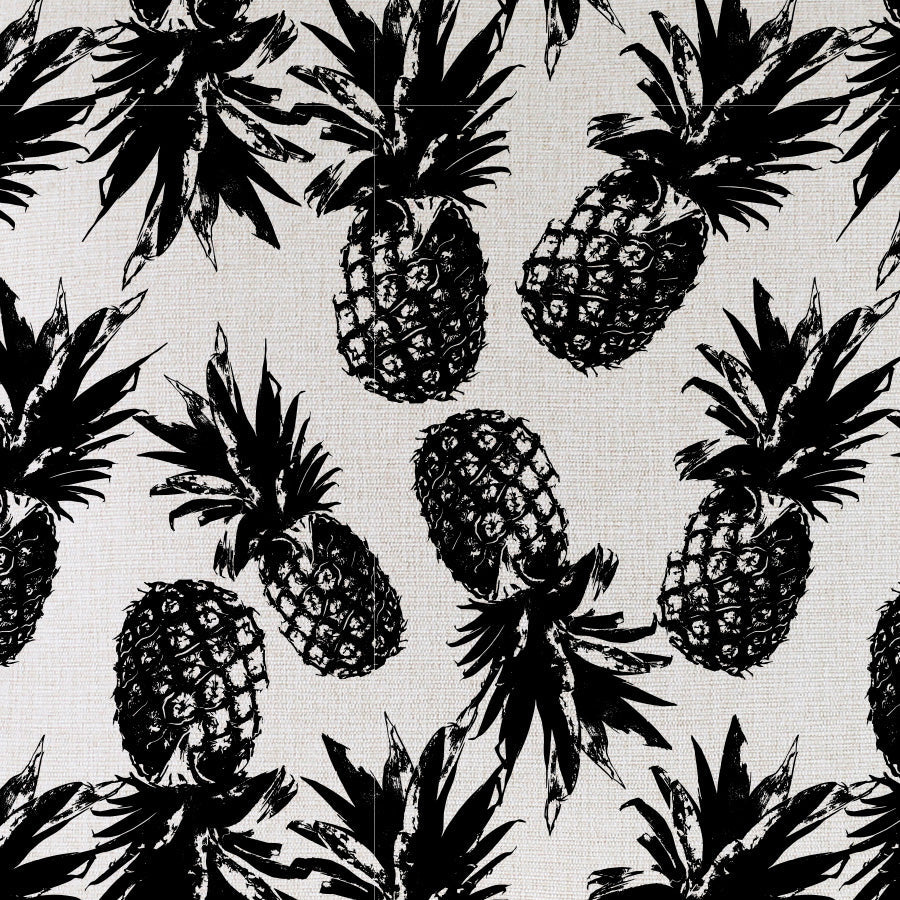 Cushion Cover-With Black Piping-Pineapples Black-35cm x 50cm-1