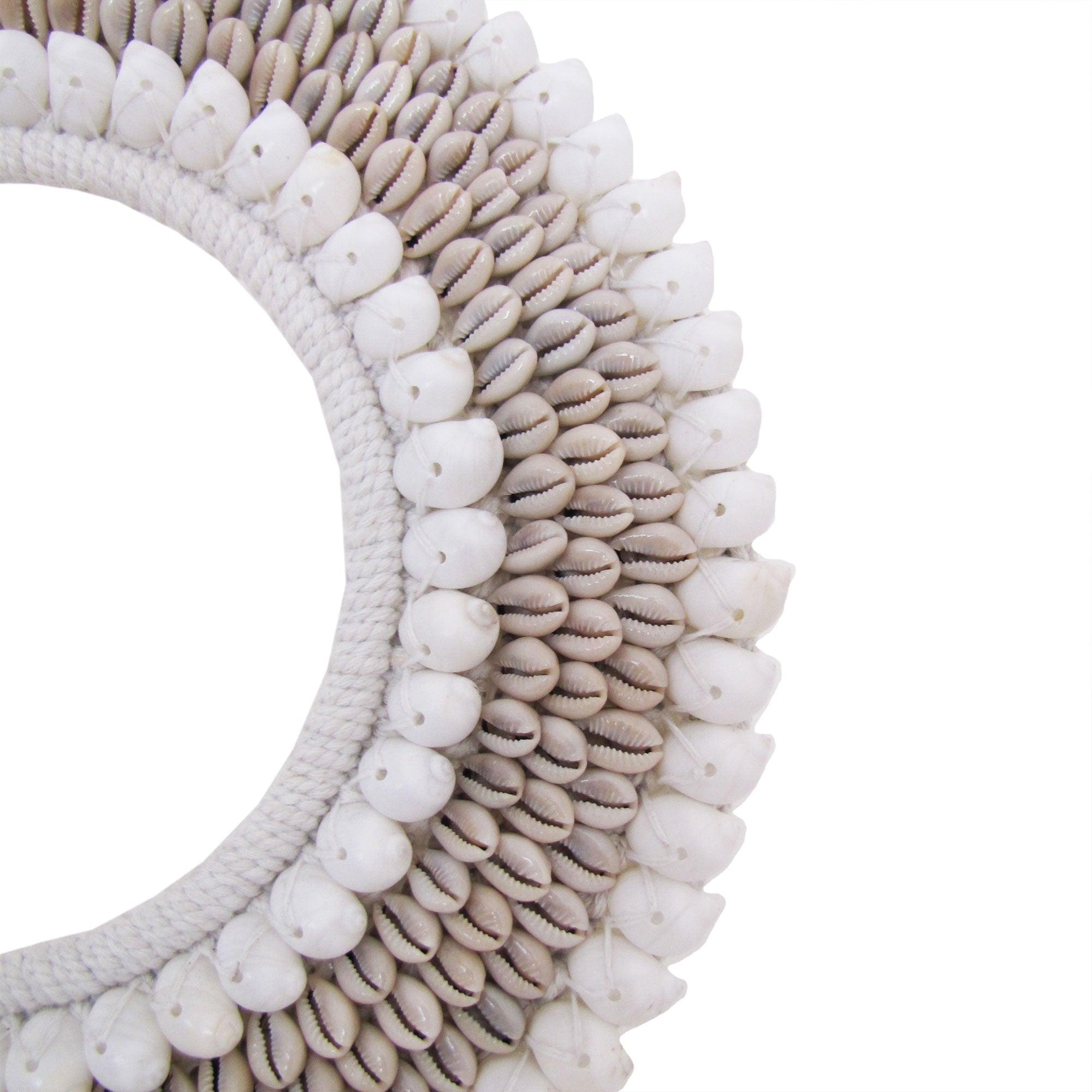 Tribal Shell Decor Stand-White and Beige Cowrie Shells-Medium - PRHOMZ