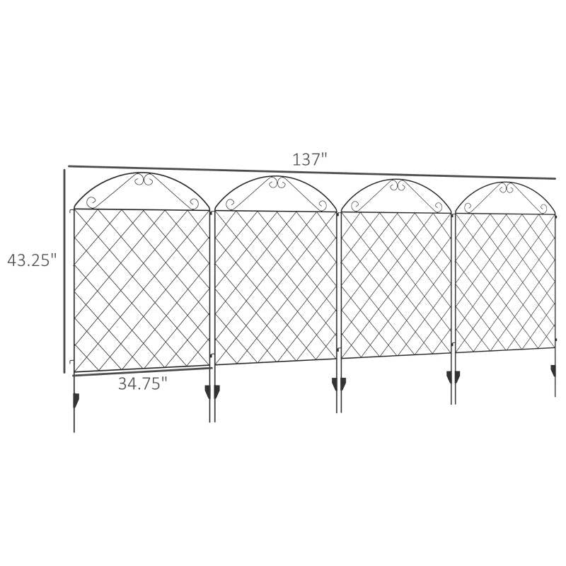 4 Pack Steel Foldable Fence Arch Trellis Panel Animal Barrier-3