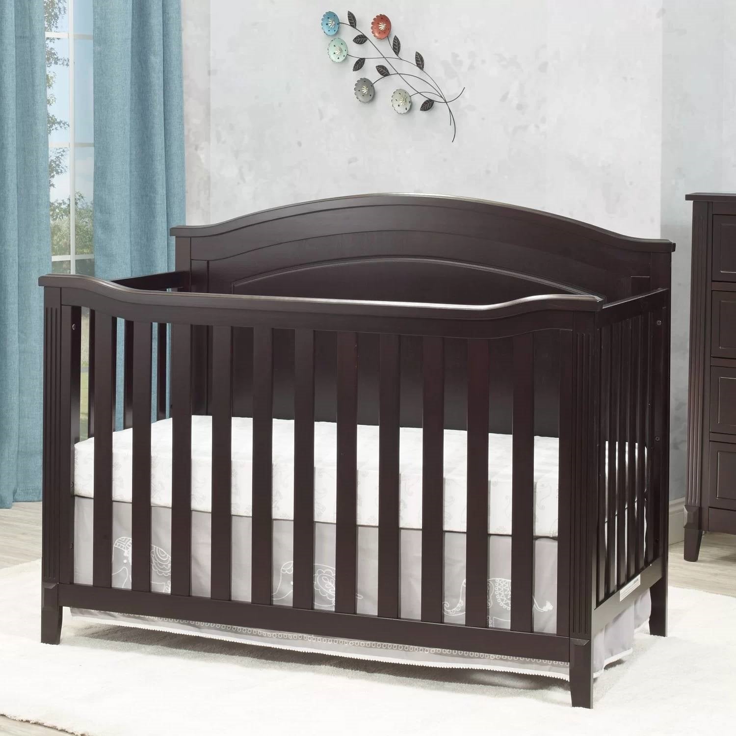 SF Home Espresso Solid Wood Convertible Crib - Toddler Bed Sold Separately-0