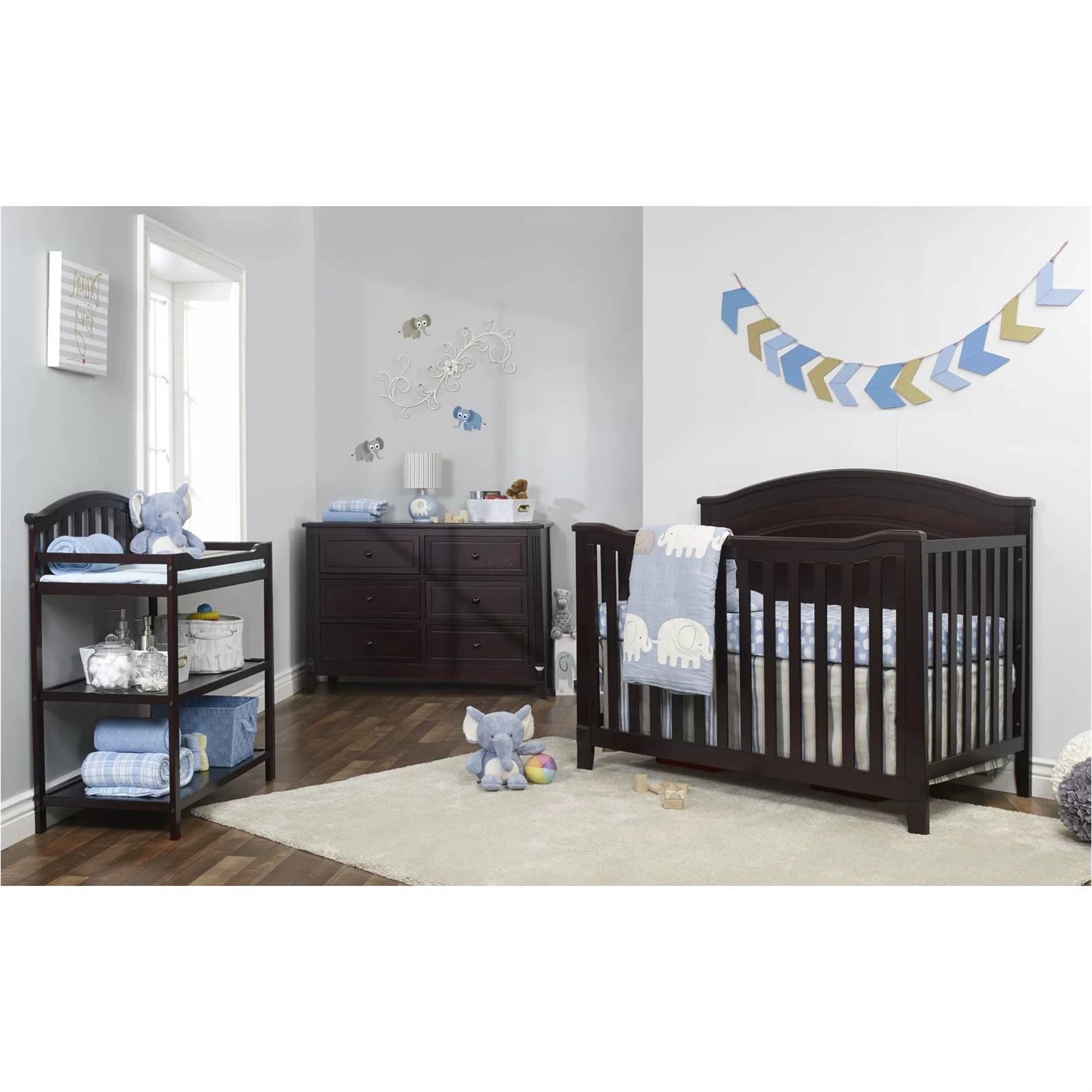 SF Home Espresso Solid Wood Convertible Crib - Toddler Bed Sold Separately-2