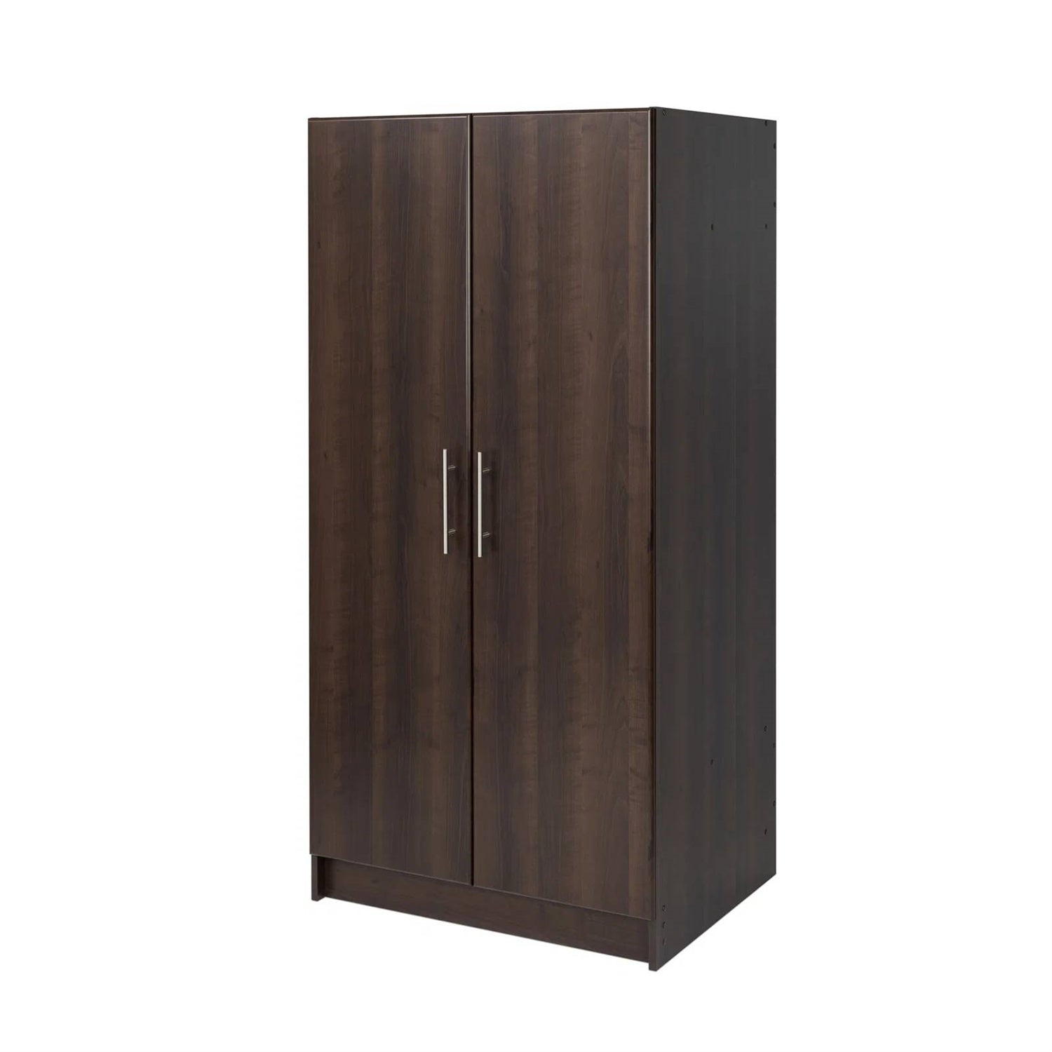 Bedroom Armoire Wardrobe Cabinet with Hanging Rail in Dark Brown Wood Finish-3