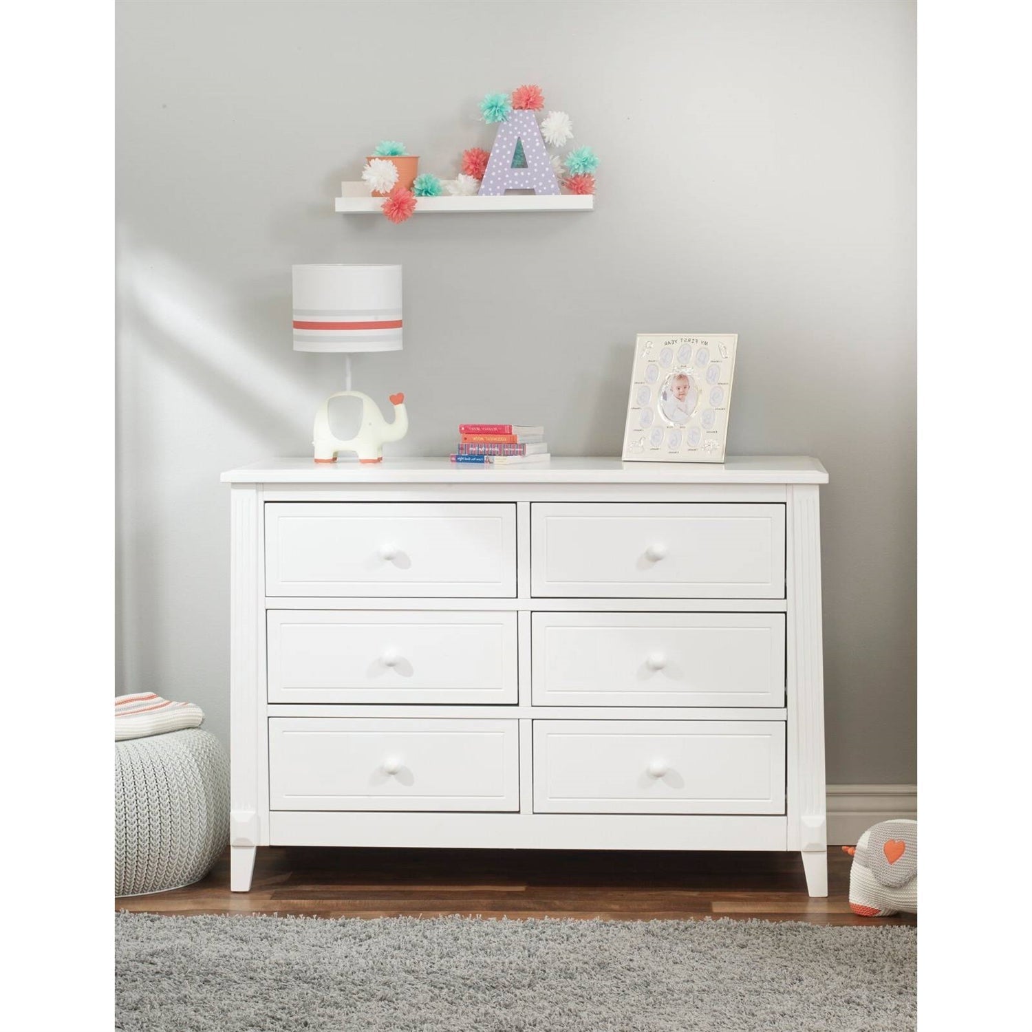 3 Piece Crib Changing Station 6 Drawer Dresser Nursery Furniture Set White-3