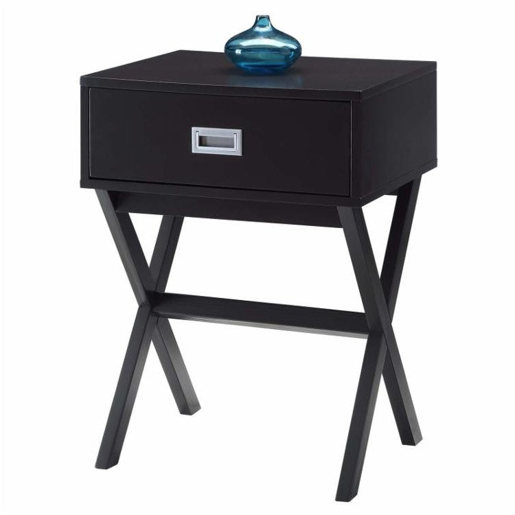 Modern 1-Drawer Bedside Table Nightstand End Table in Espresso Wood Finish-0