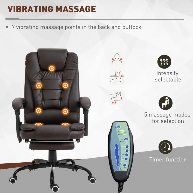 Espresso 7 Mode Vibrating High Back Executive Massage Adjustable Office Chair-2