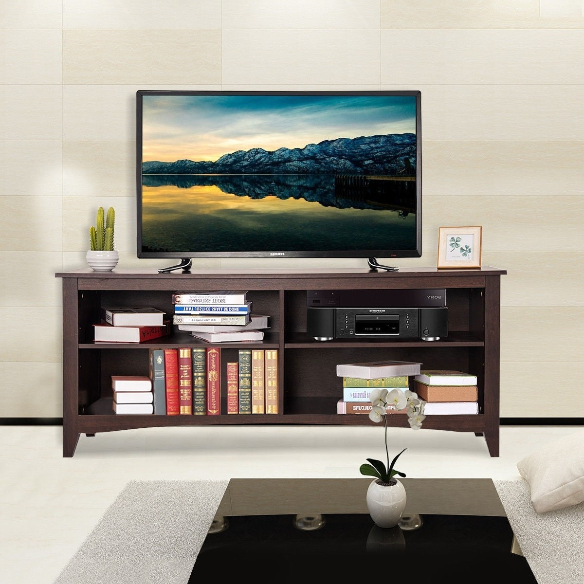 Contemporary TV Stand for up to 60-inch TV in Espresso Finish-3