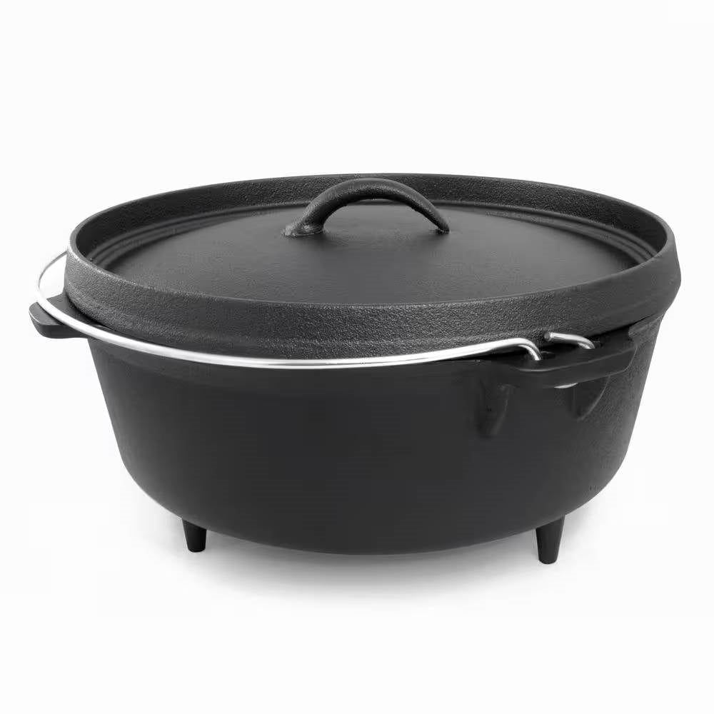 6-Quart Durable Cast Iron Dutch Oven with Lid and Metal Handle-0