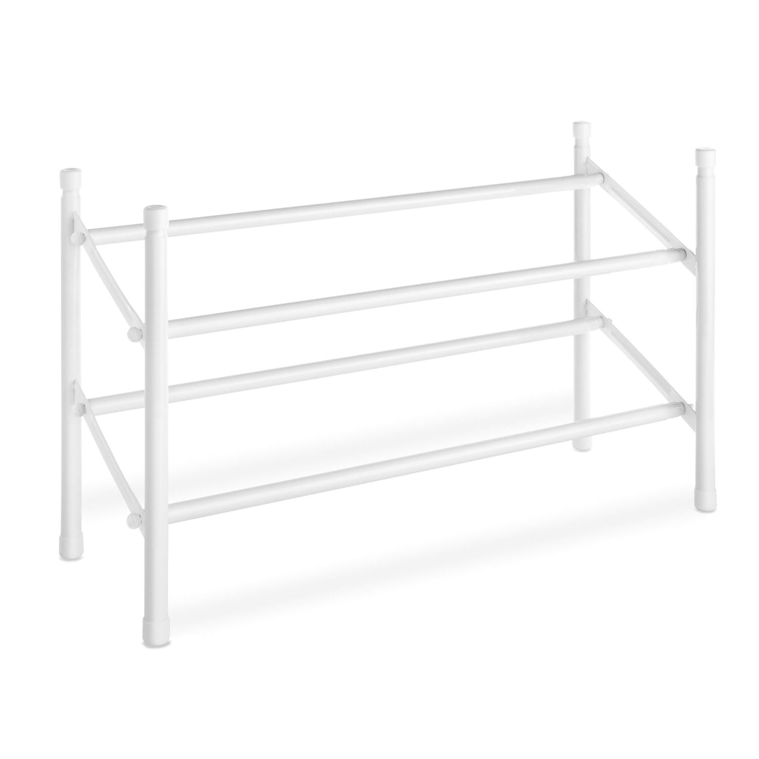 2-Tier Stackable Shoe Rack Organizer Storage Shelves in White-0