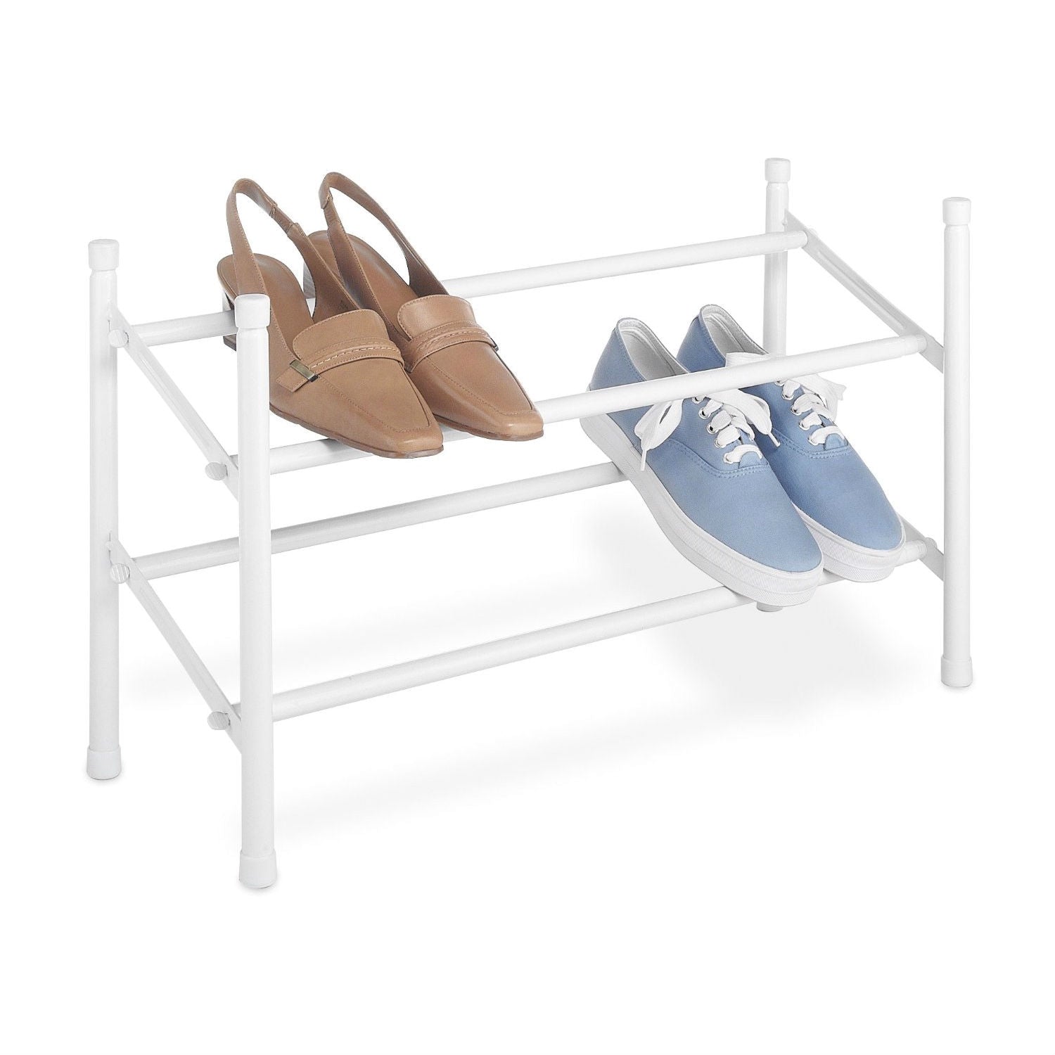 2-Tier Stackable Shoe Rack Organizer Storage Shelves in White-1