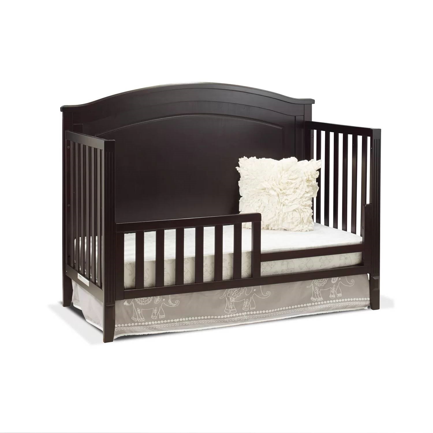 SF Home Solid Wood Toddler Bed Rail in Espresso Finish - Crib Sold Separately-1