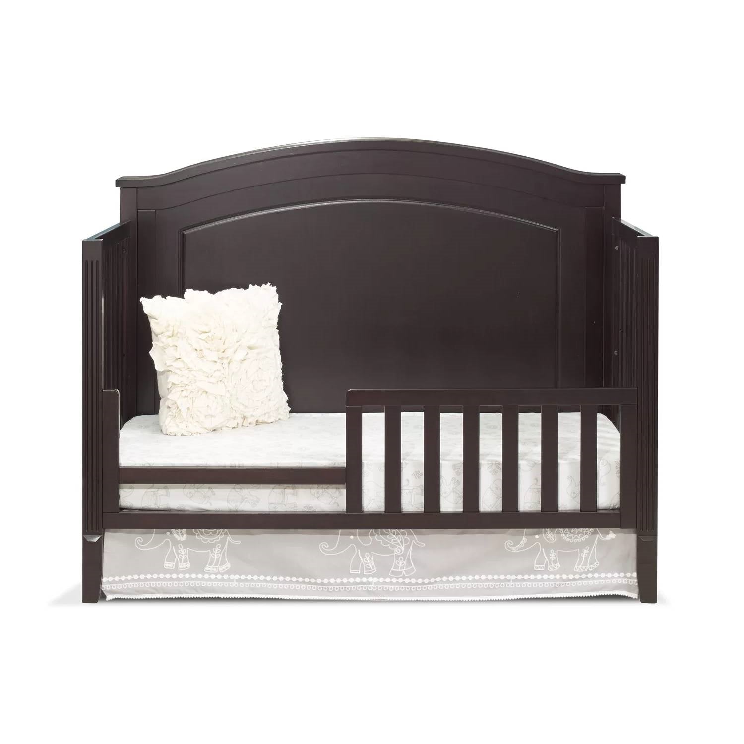 SF Home Solid Wood Toddler Bed Rail in Espresso Finish - Crib Sold Separately-2