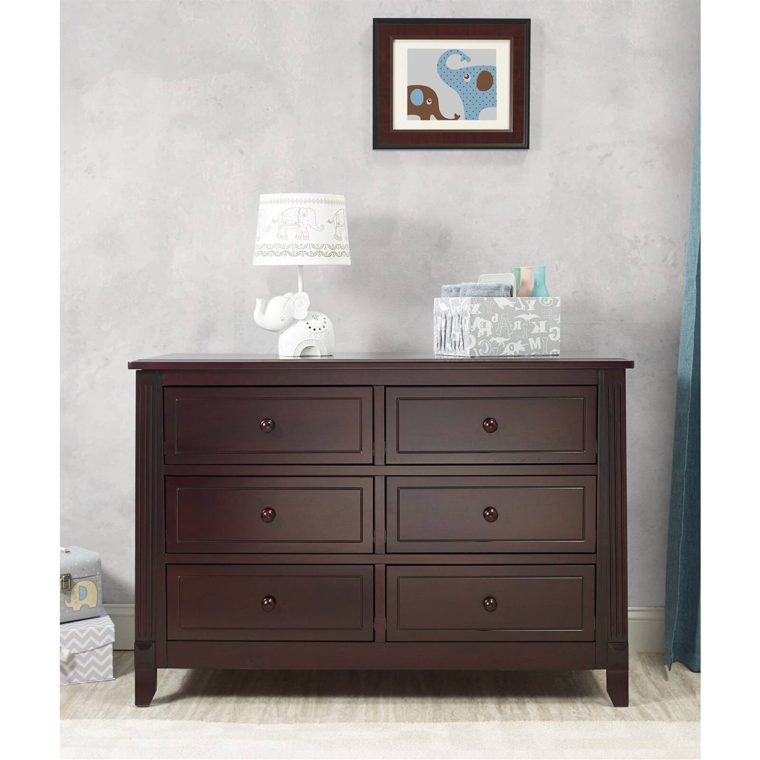 3 Piece Crib Changing Station 6 Drawer Dresser Nursery Furniture Set Espresso-3