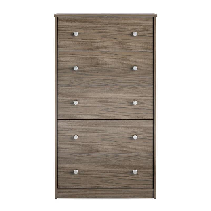 Modern 5-Drawer Bedroom Chest in Rustic Grey Brown Wood Finish-4