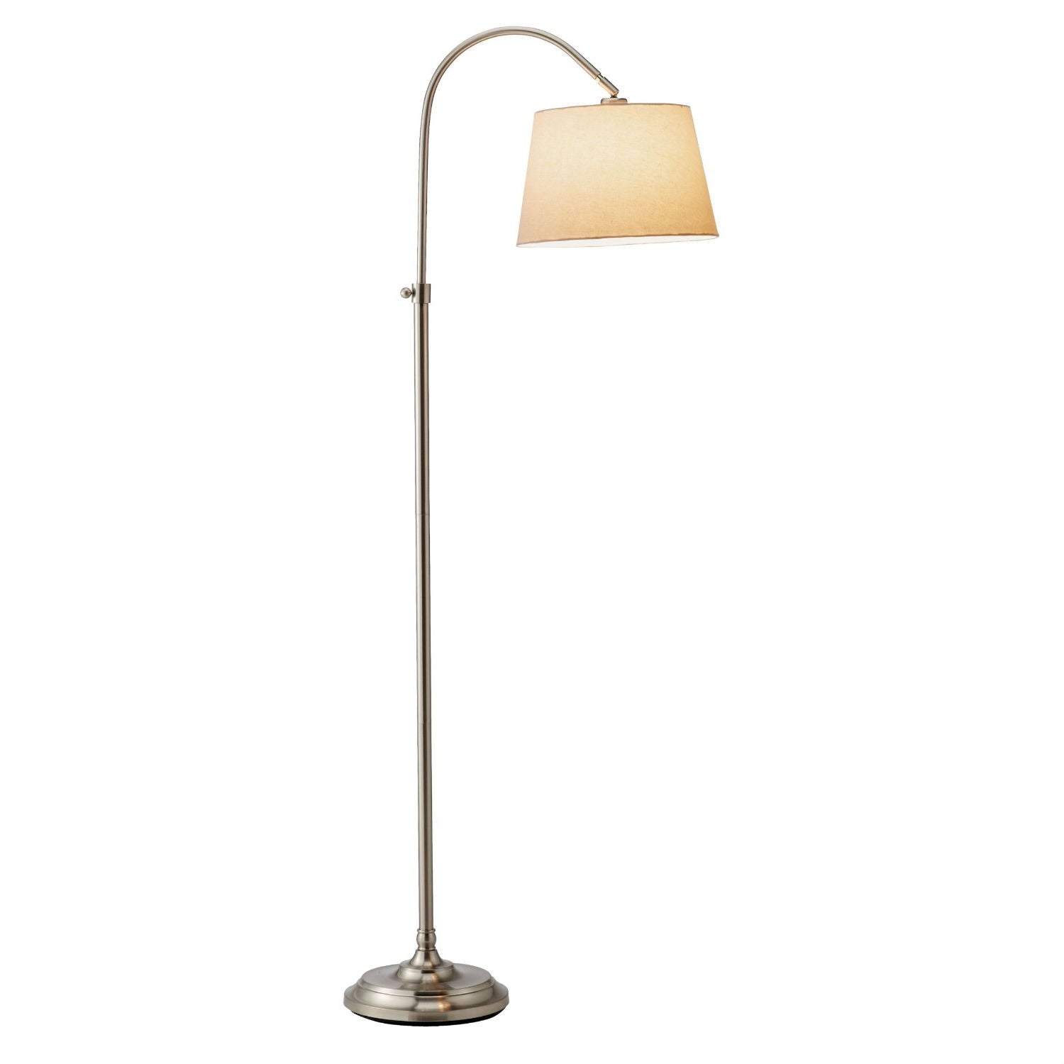 Elegant Arch Floor Lamp with White Linen Tapered Drum Shade-0