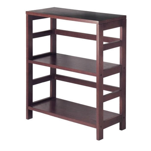 Contemporary 3-Tier Bookcase Storage Shelf in Espresso Wood Finish-0