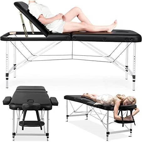 Black Extra Wide Adjustable Portable Massage Tattoo Folding Table-1