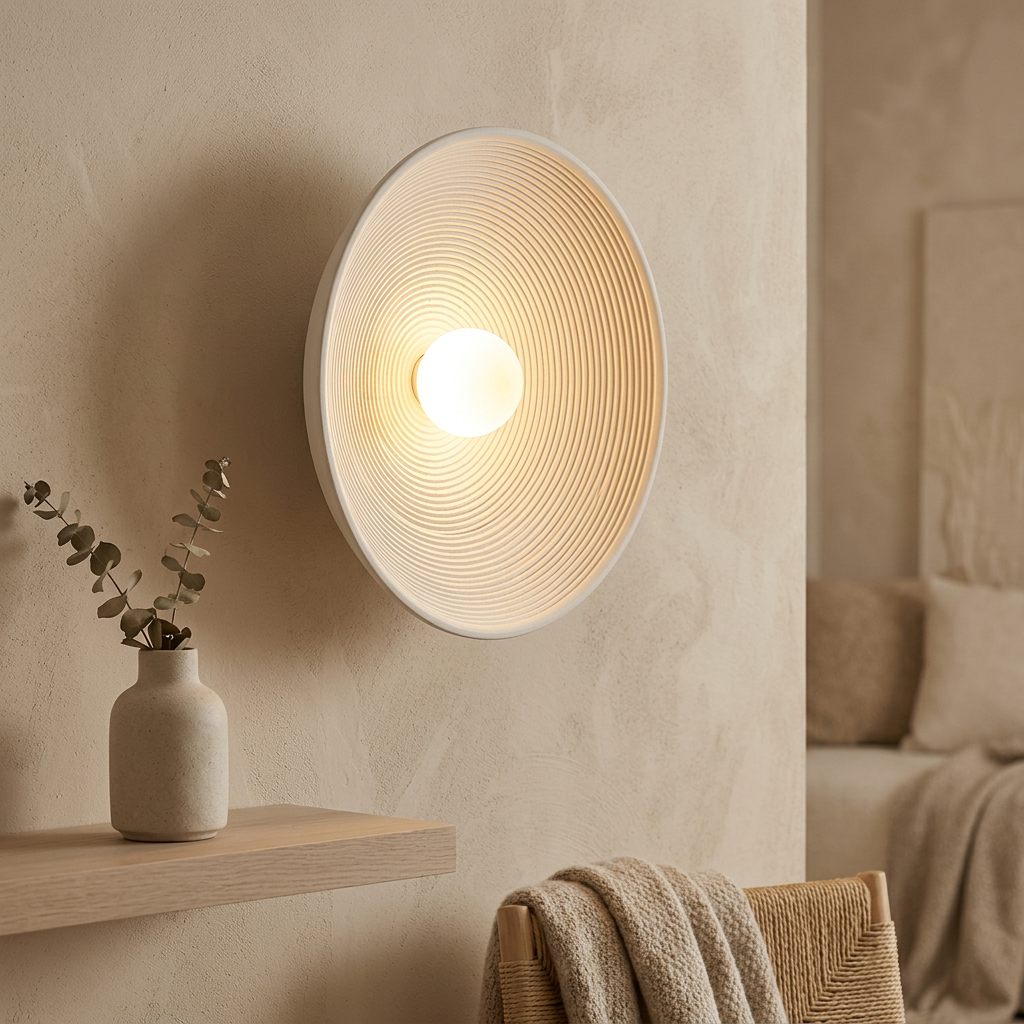 Vintra | Retro Resin Wall Sconce with Textured Finish, Easy Install Lamp for Living Room