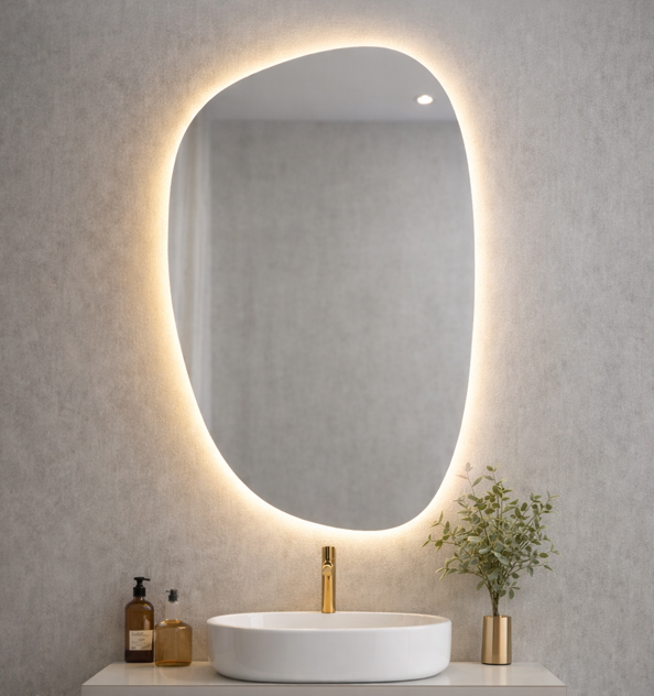 Loodo Asymmetrical Bathroom and Bedroom Wall Mirror