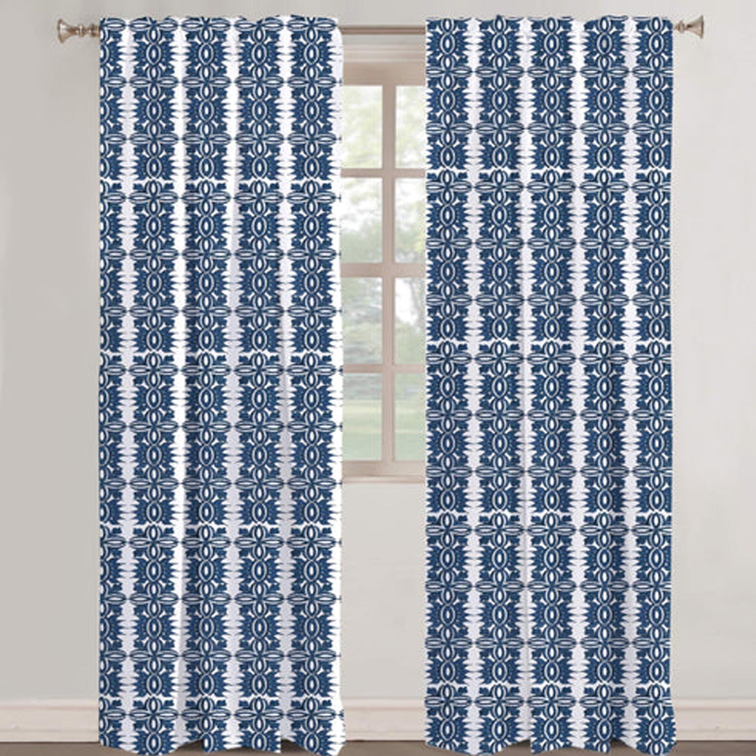 Elektra - Set of 2 Panels Crewel Embroidered Curtains | Linen Cotton Mix | Fully Embroidered | Lined-1