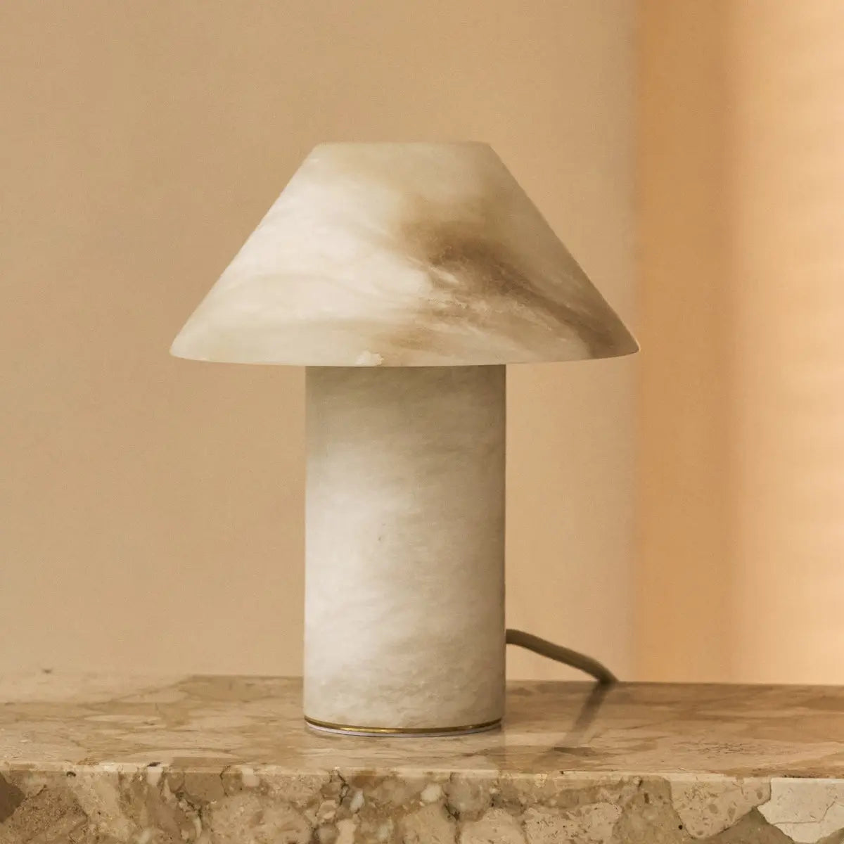 Eleonora Stylish Alabaster Lamp – Handcrafted, Unique Design with Soft Glow-1