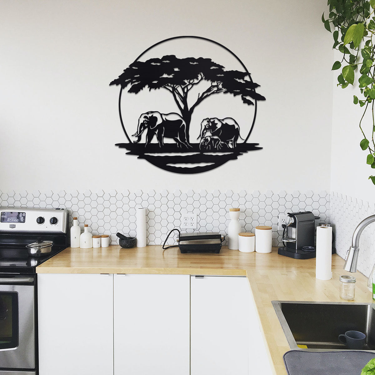 Elephant with Calf in the Serengeti Sign-2